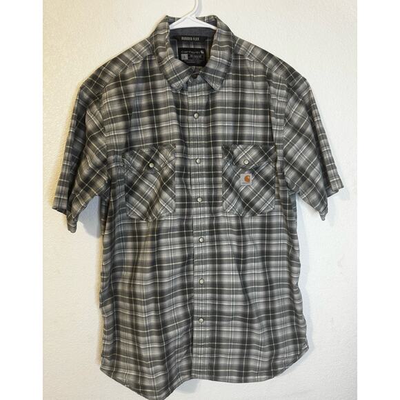 Carhartt Men's Short Sleeve Button Down Plaid Shirt Relaxed Fit Size L - Picture 1 of 8